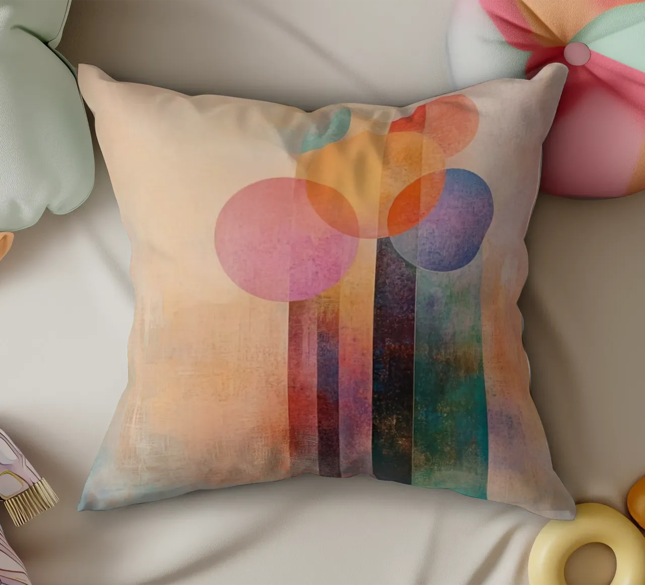 Fiori astratti dai colori allegri cuscino da Imagine