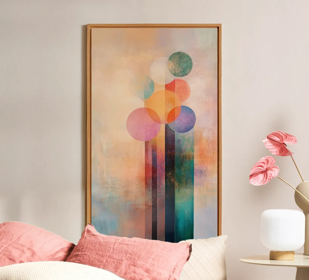 Flores abstractas de colores alegres aluminio dibond de Imagine