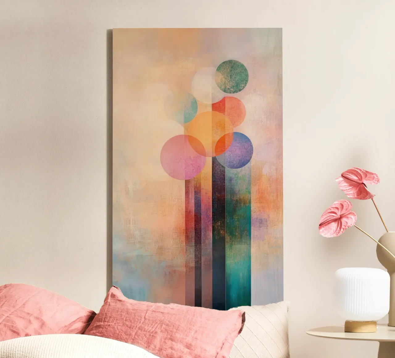 Flores abstractas de colores alegres lienzo de Imagine