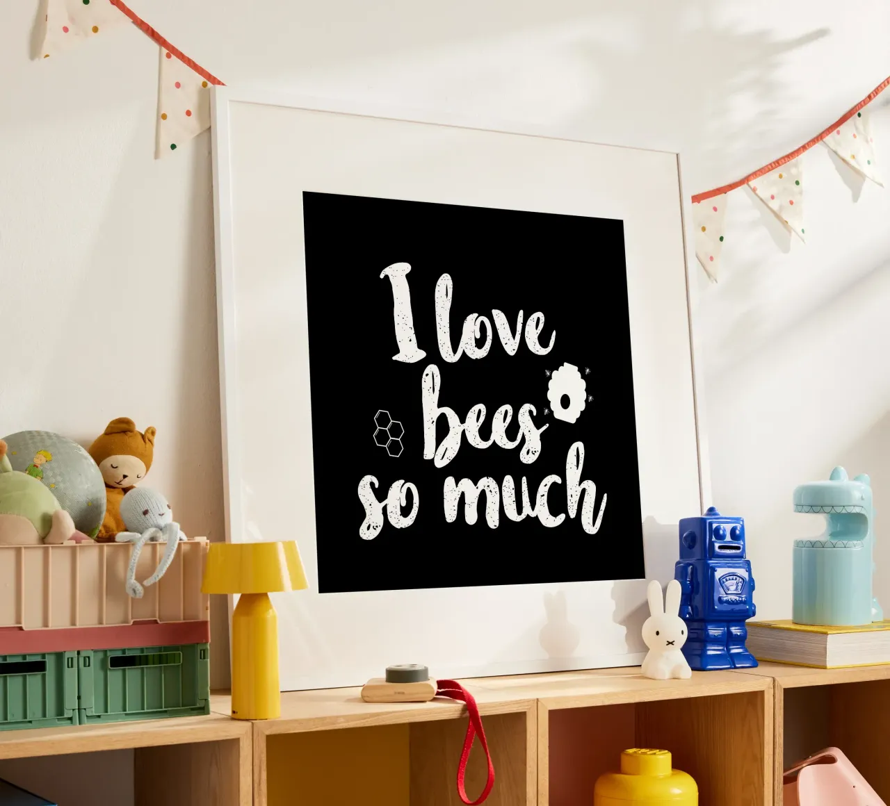 I love bees so much poster met aluminium frame van happieeagle