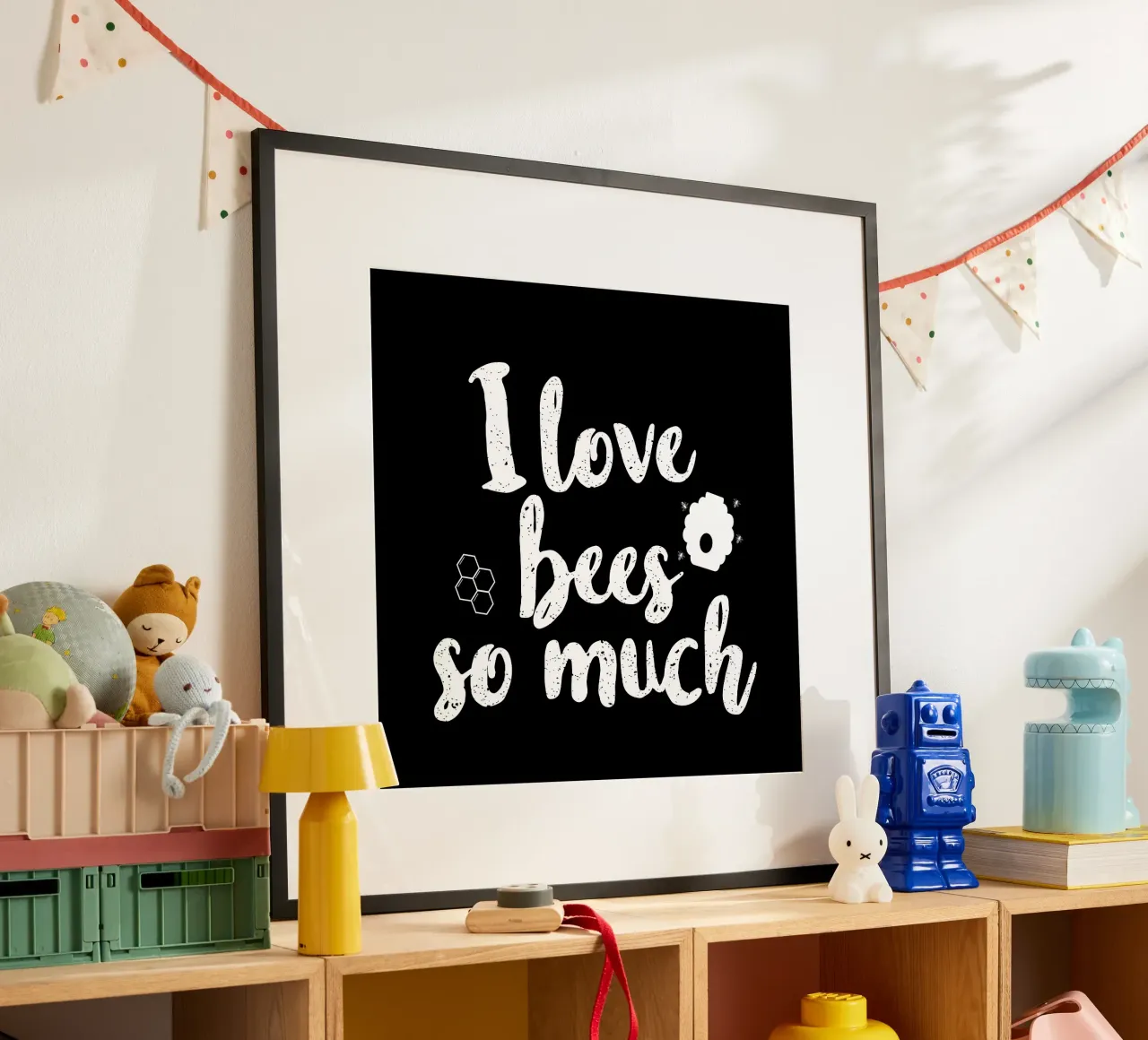 I love bees so much poster met aluminium frame van happieeagle