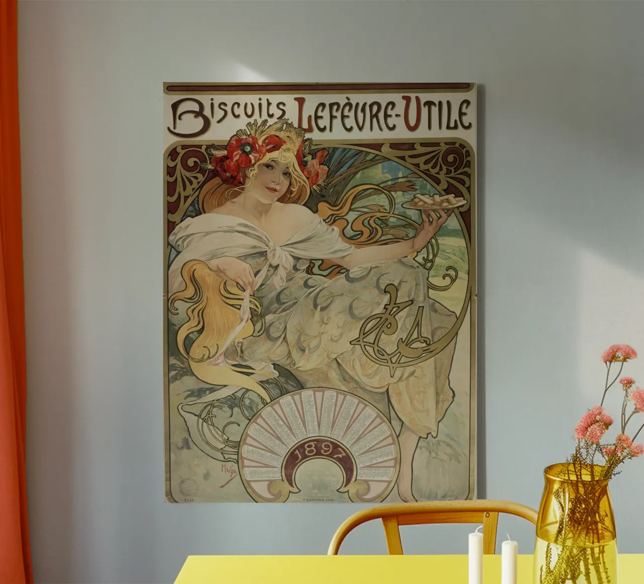 Alfons Mucha - 'Lefevre-Utile' koekjes canvas van ARTOTHEK