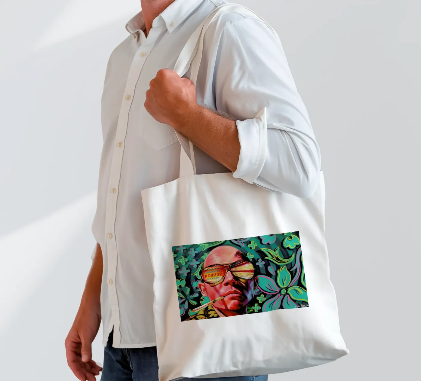 Flat tote bag by Jared Yamahata