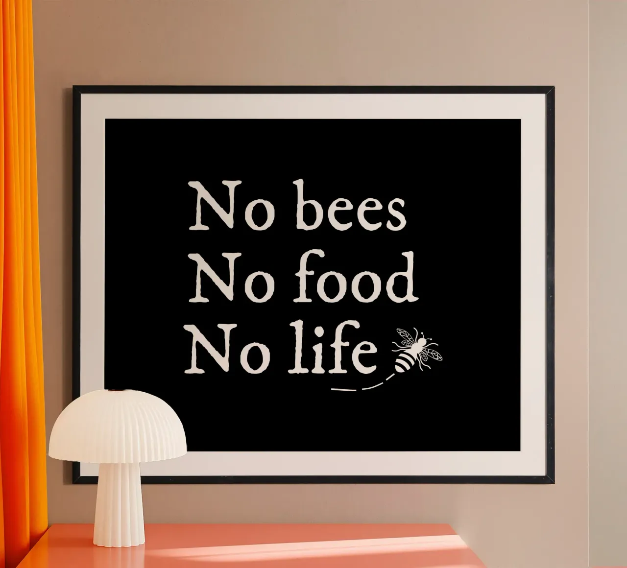No bees no food no life poster con telaio in plastica da happieeagle