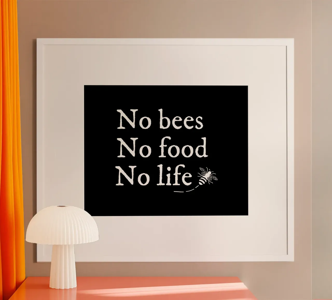 No bees no food no life poster con telaio in plastica da happieeagle
