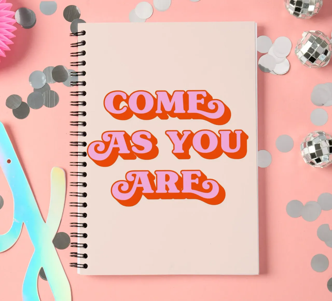Come as you are (Pink and peach tone) spiral notebook by Paigaam Studio