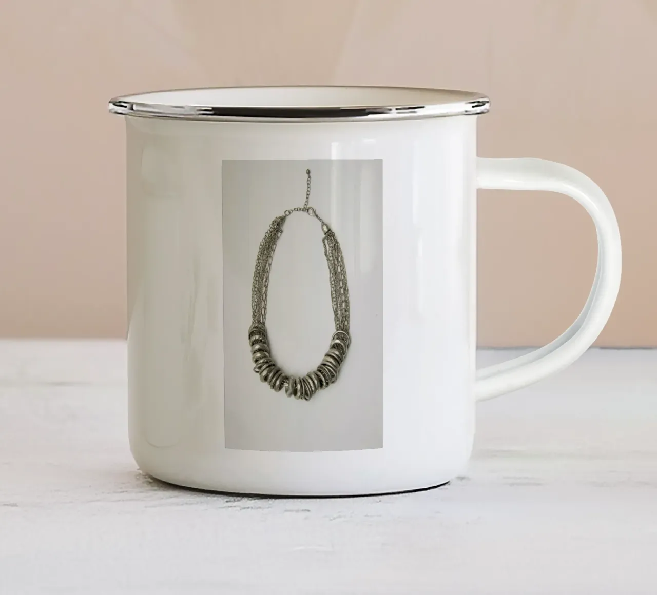 Collana in argento mongolo tazza in smalto da Teresa André