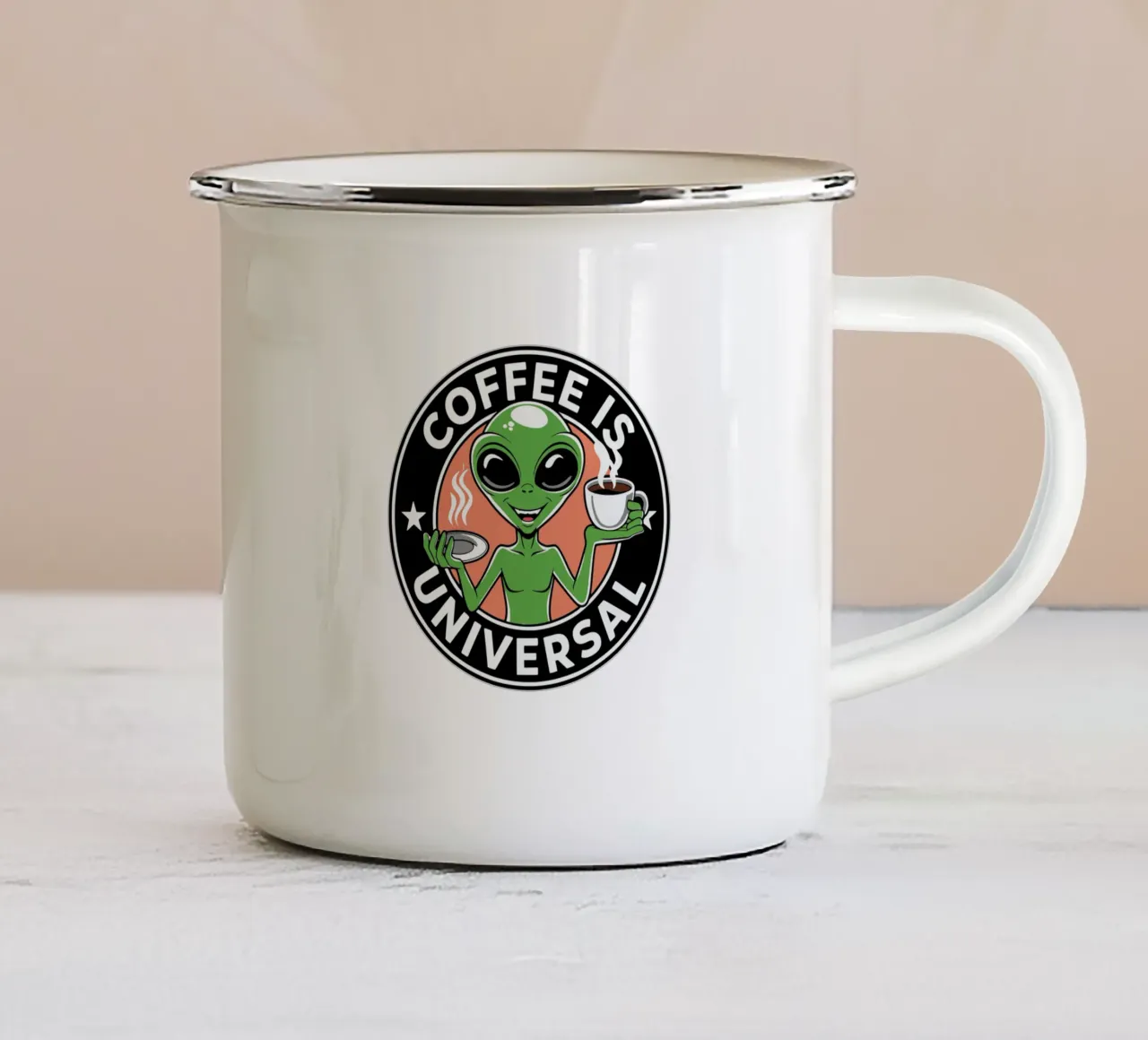 Coffee is Universal tazza in smalto da edsonramosart