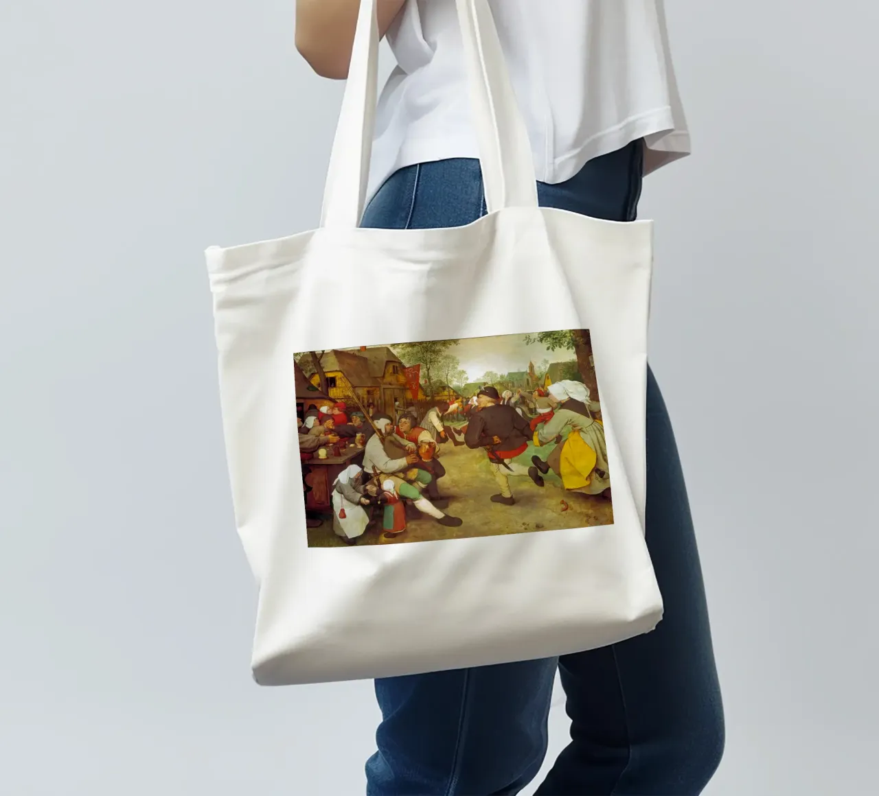 Pieter Brueghel d.Ä. - Contadini danzanti borsa in juta da ARTOTHEK