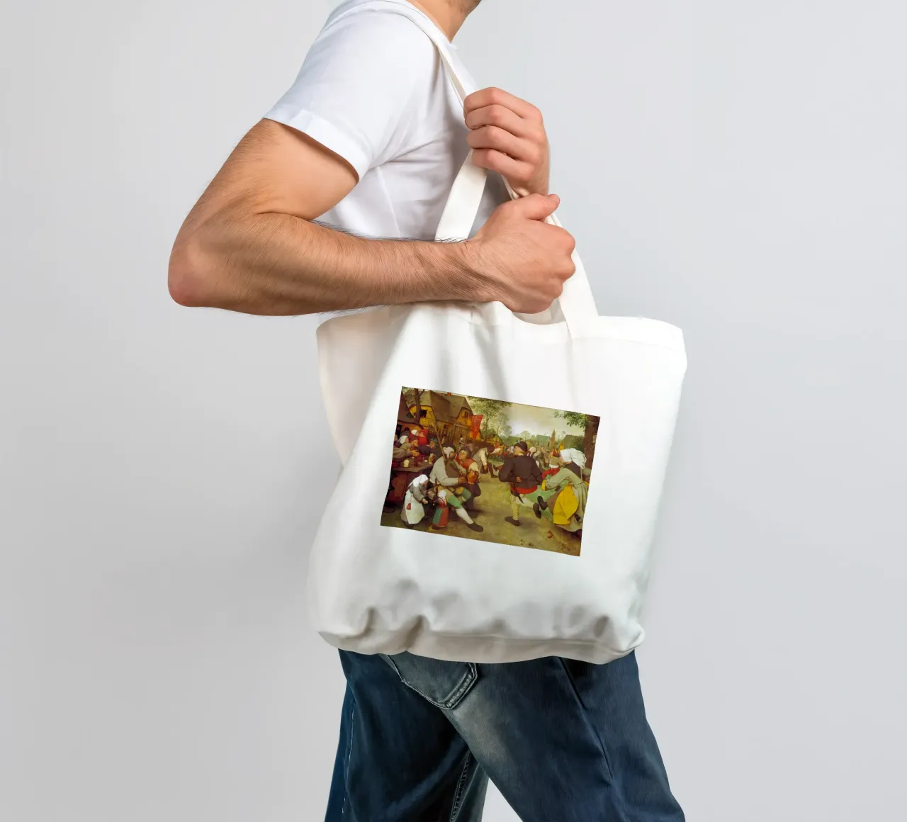 Pieter Brueghel d.Ä. - Contadini danzanti borsa in juta da ARTOTHEK
