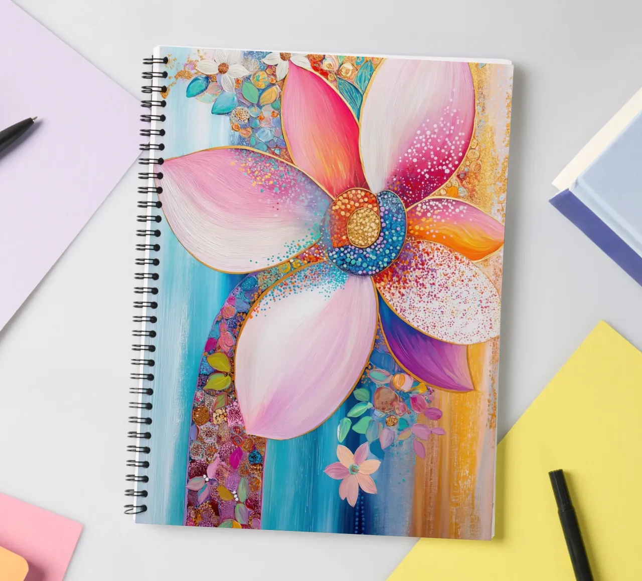Flower in cheerful colours spiral notebook by Imagine