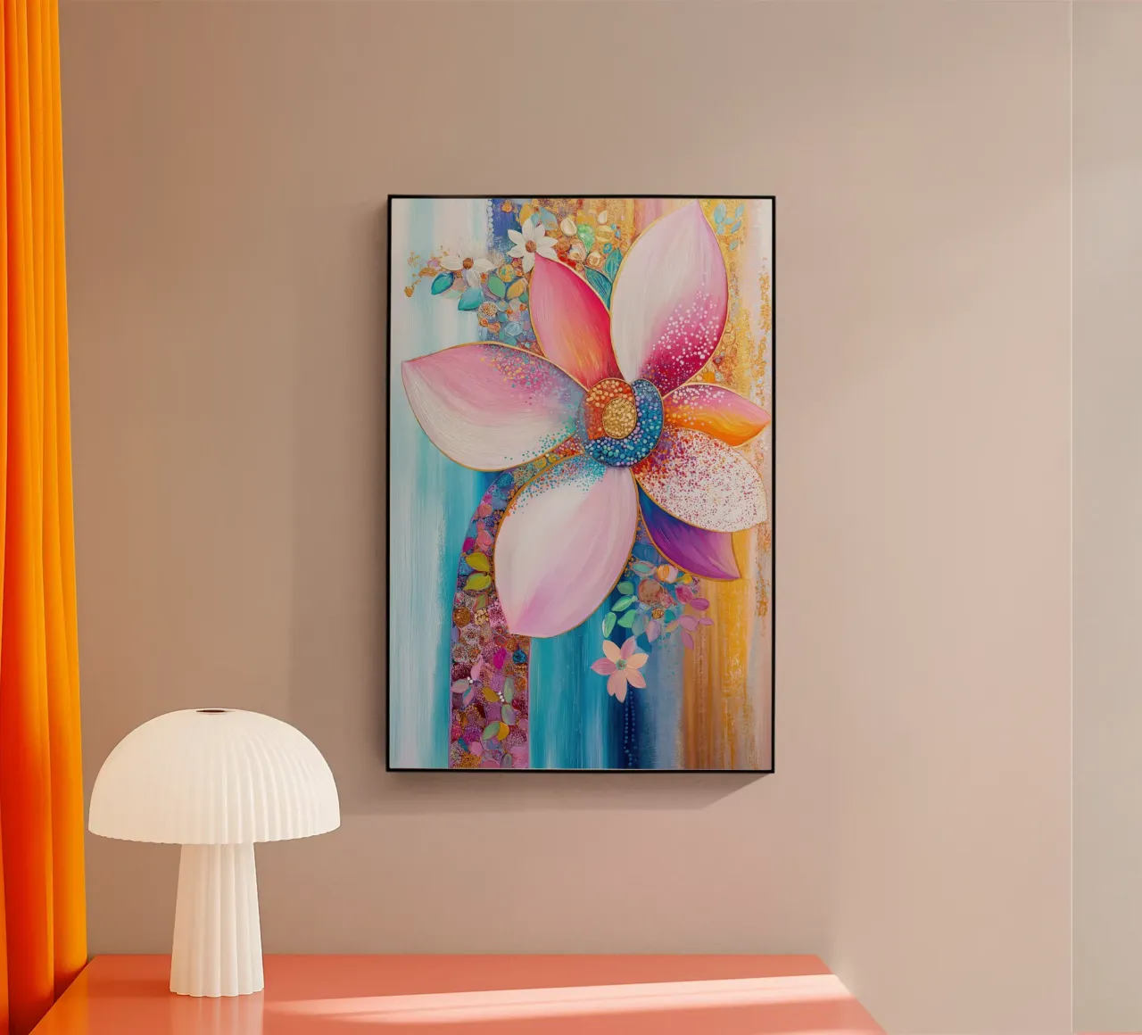 Flor en alegres colores metacrilato de Imagine