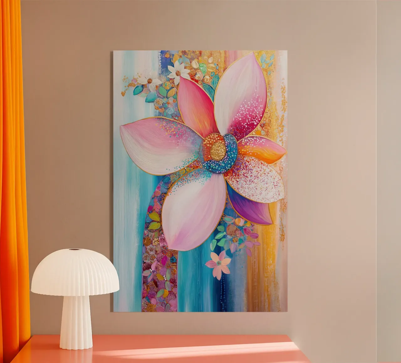 Flor en alegres colores metacrilato de Imagine