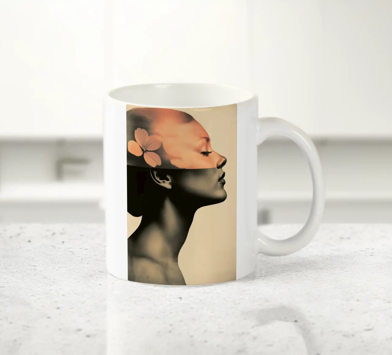 Ritratto femminile con ortensia tazza in ceramica da Imagine