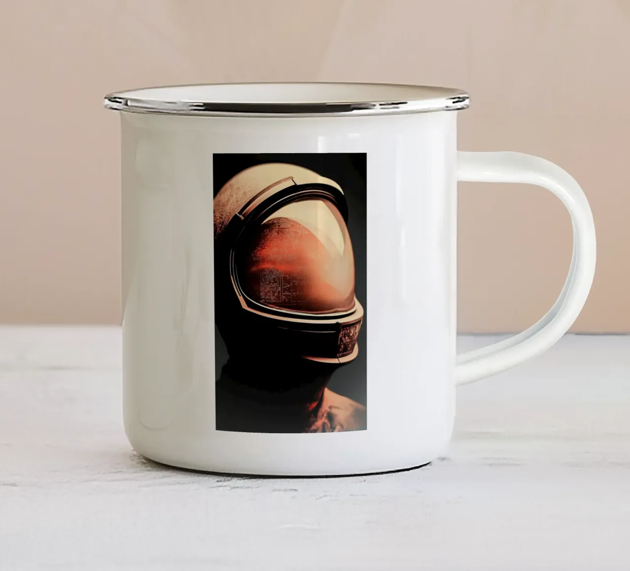 Een astronaut met Oranje gloed tazza in smalto da Imagine