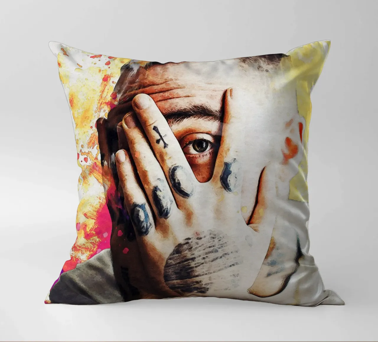 Sfumatura del ritratto di Mac Miller cuscino da Gunawan Rb