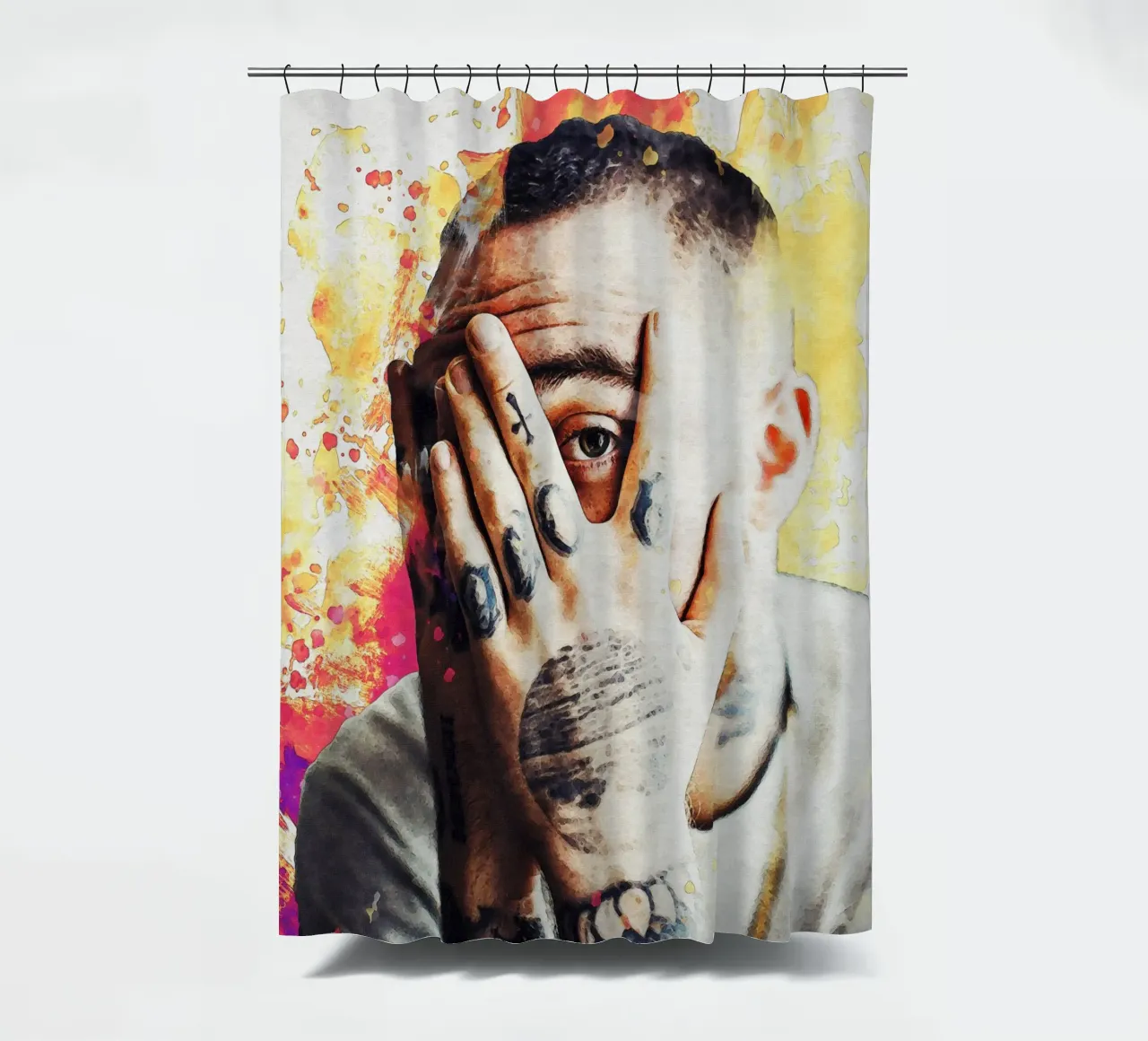 Smudge of mac miller portrait Duschvorhang von Gunawan Rb