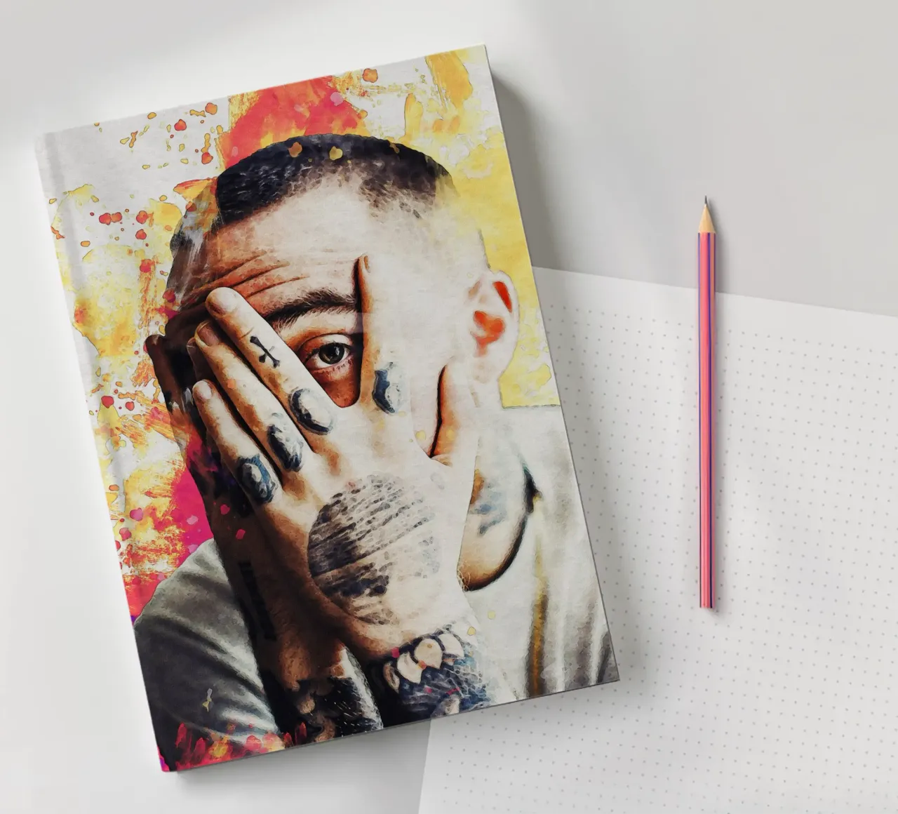 Smudge of mac miller portrait notebook by Gunawan Rb