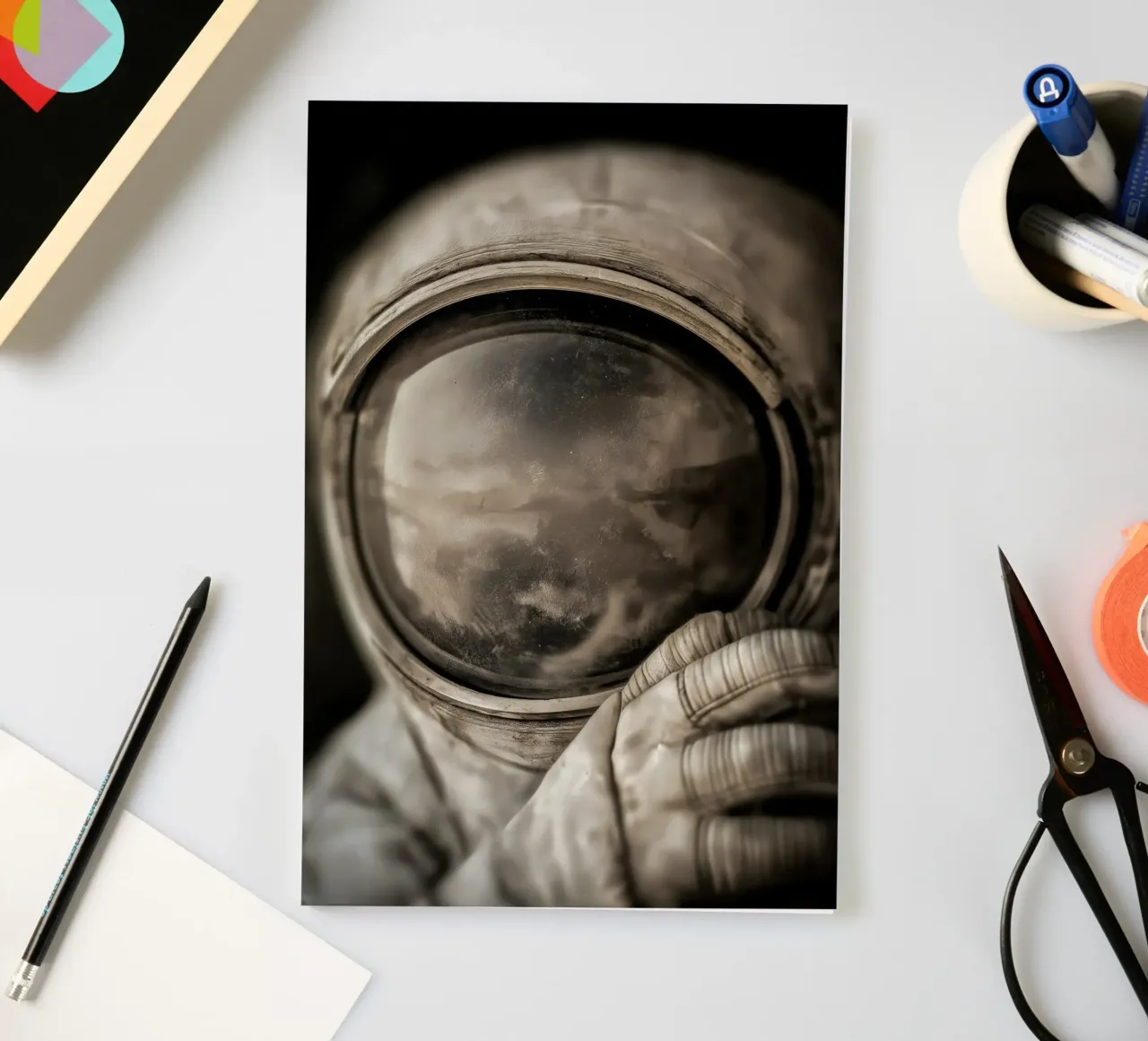 An astronaut in shades of grey notebook by Imagine