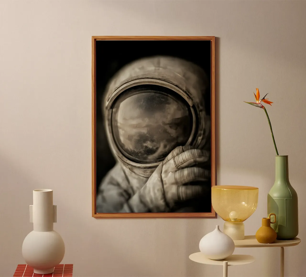 Un astronauta en tonos grises placa de forex de Imagine