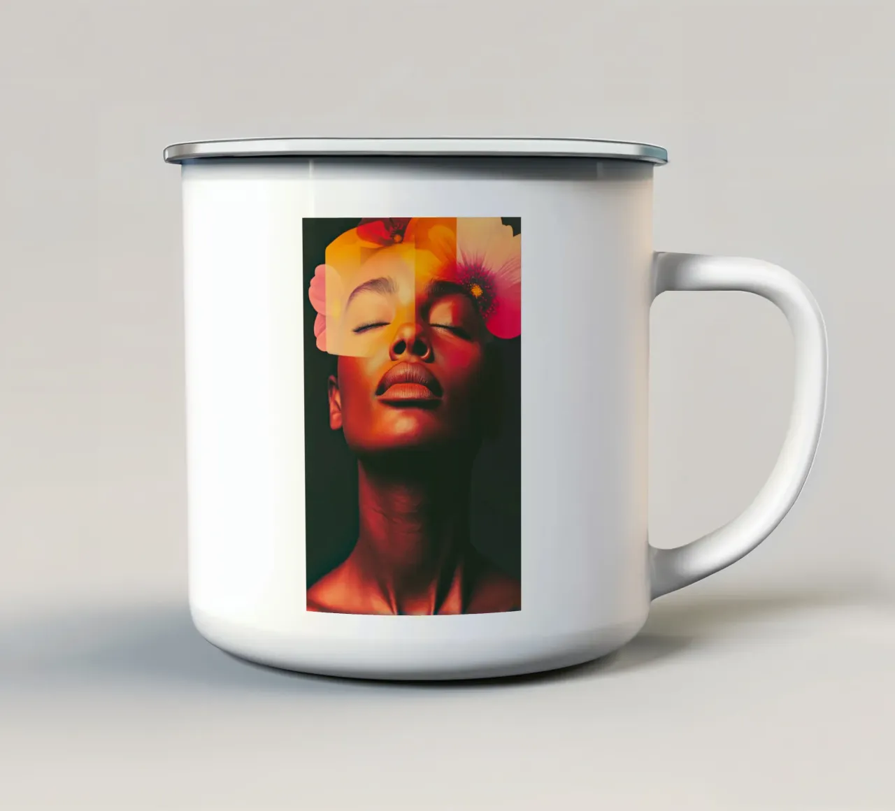 Donna con colori rossi tazza in smalto da Imagine