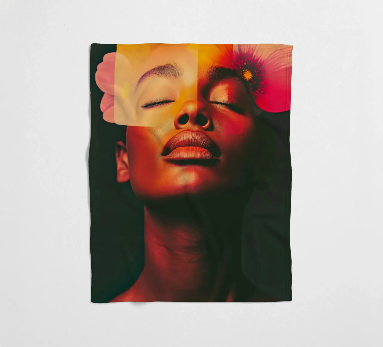 Donna con colori rossi coperta in pile da Imagine