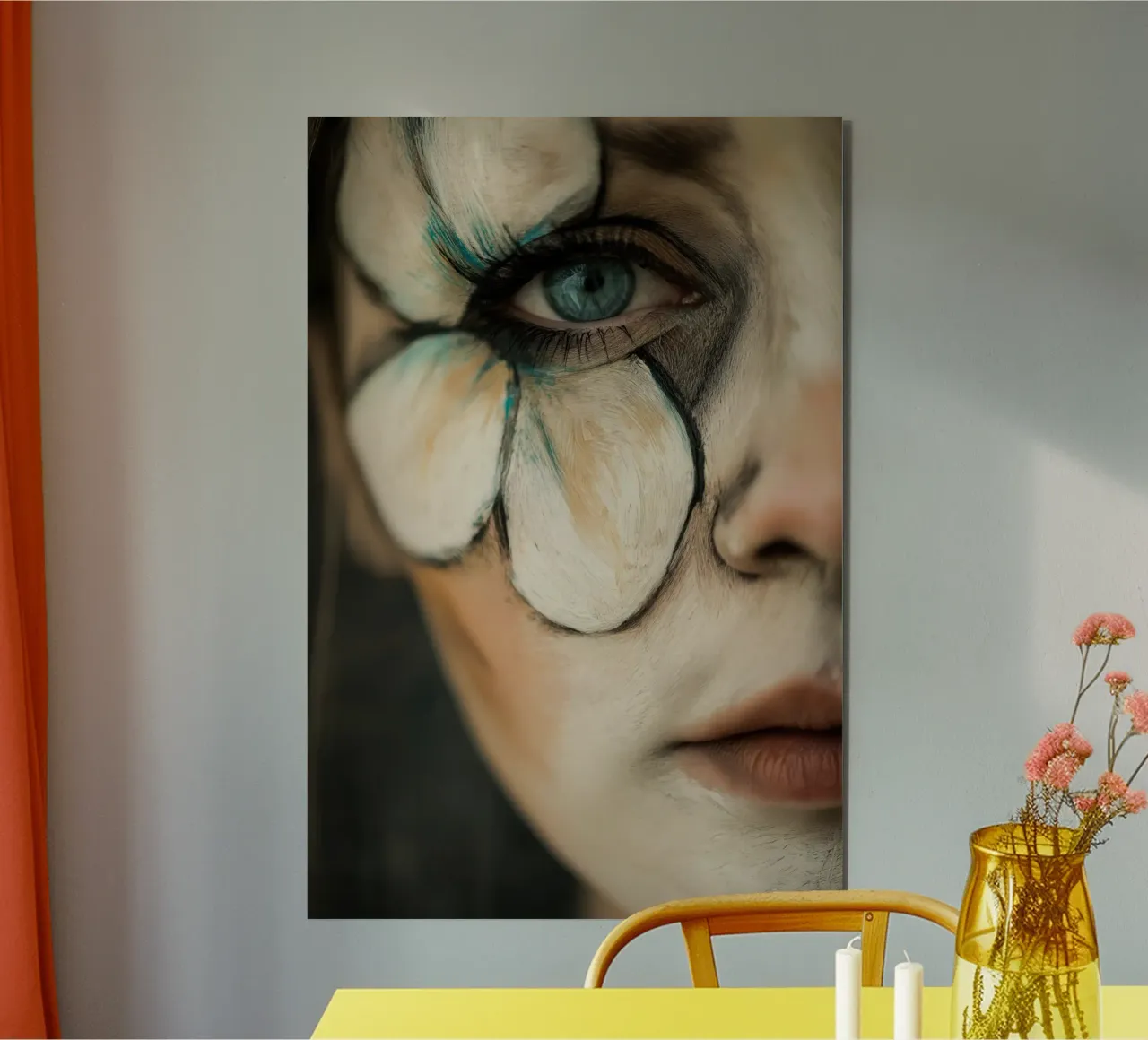 Ritratto femminile con fiore alluminio dibond da Imagine