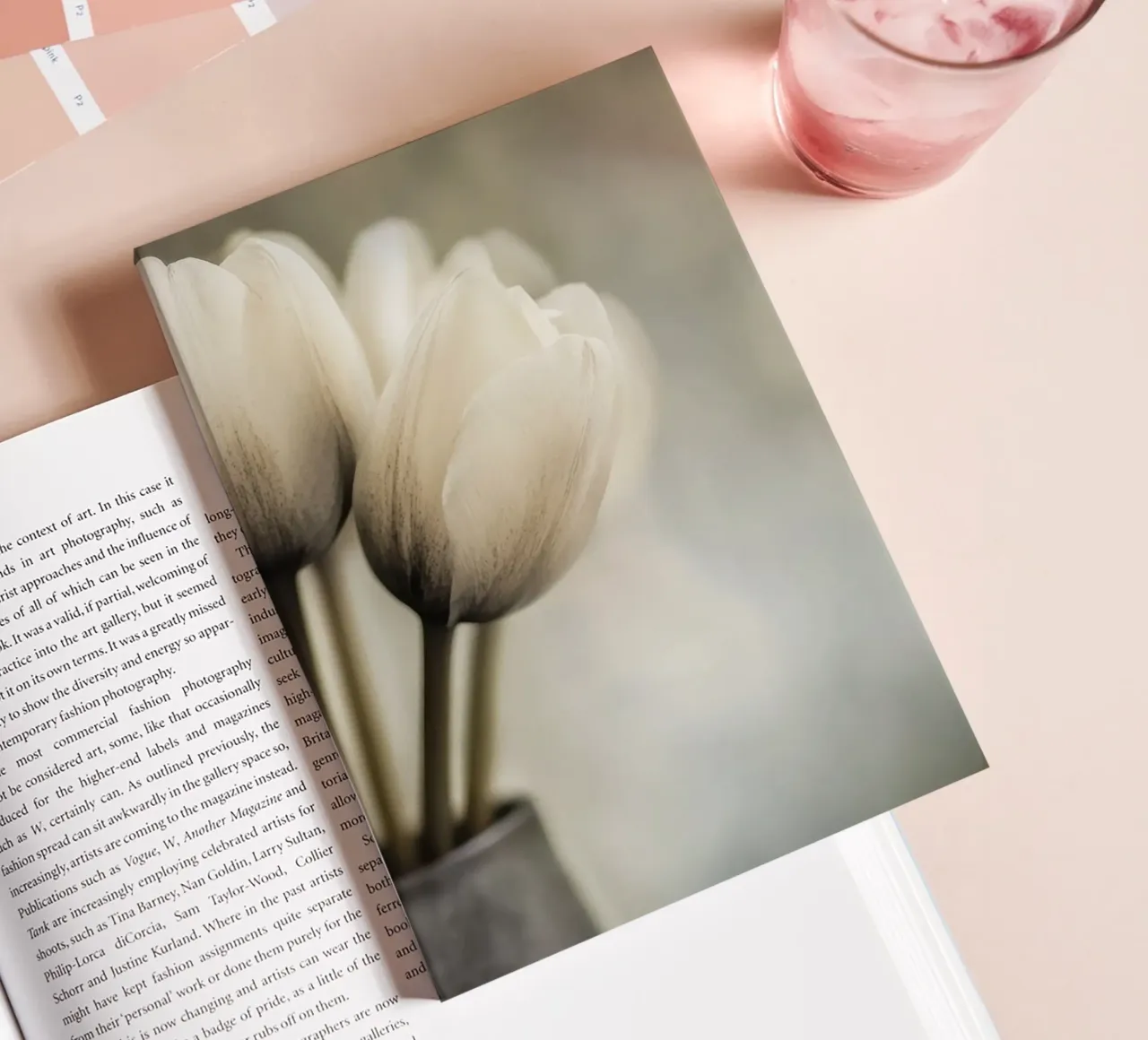 A vase with tulips in soft colours notebook by Imagine