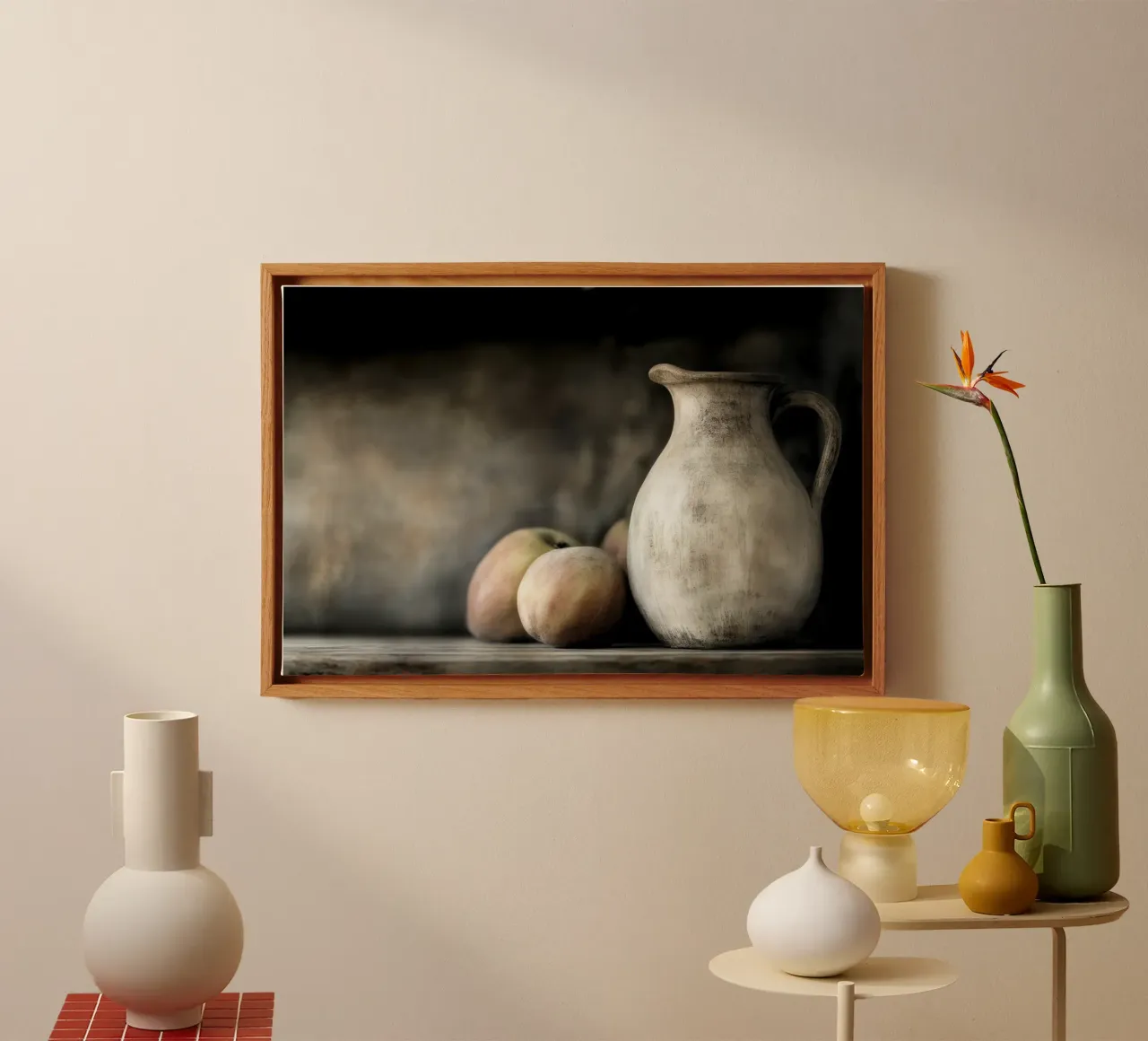 Stilleven aardewerk canvas met Baklijst van Imagine