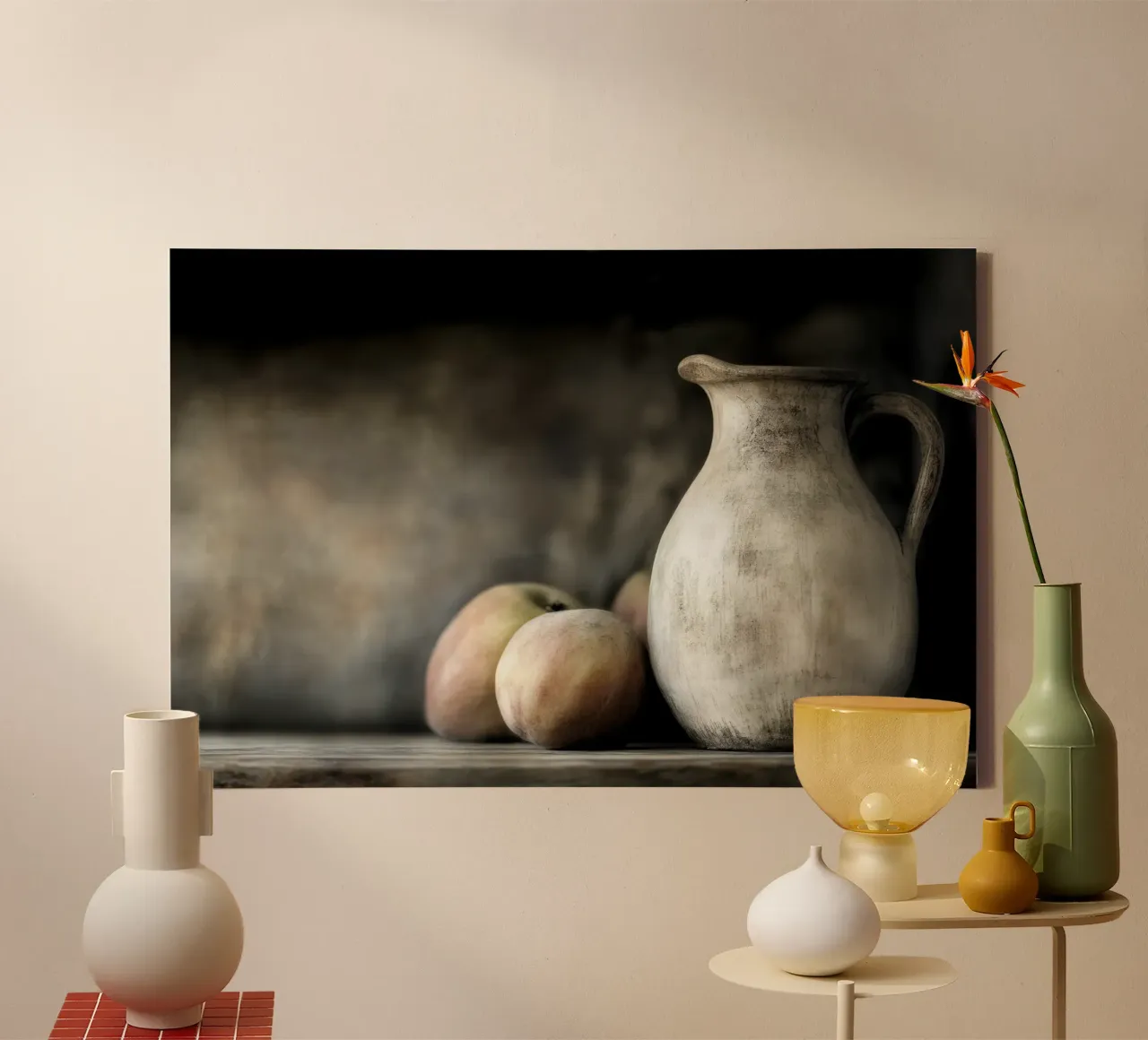 Stilleven aardewerk canvas met Baklijst van Imagine