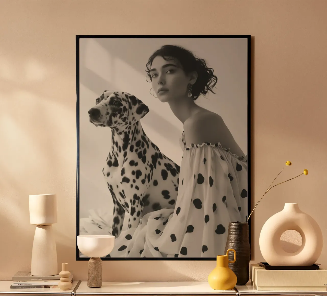 Dalmatian woman and dog | Dotted harmony hahnemühle by Autofocus
