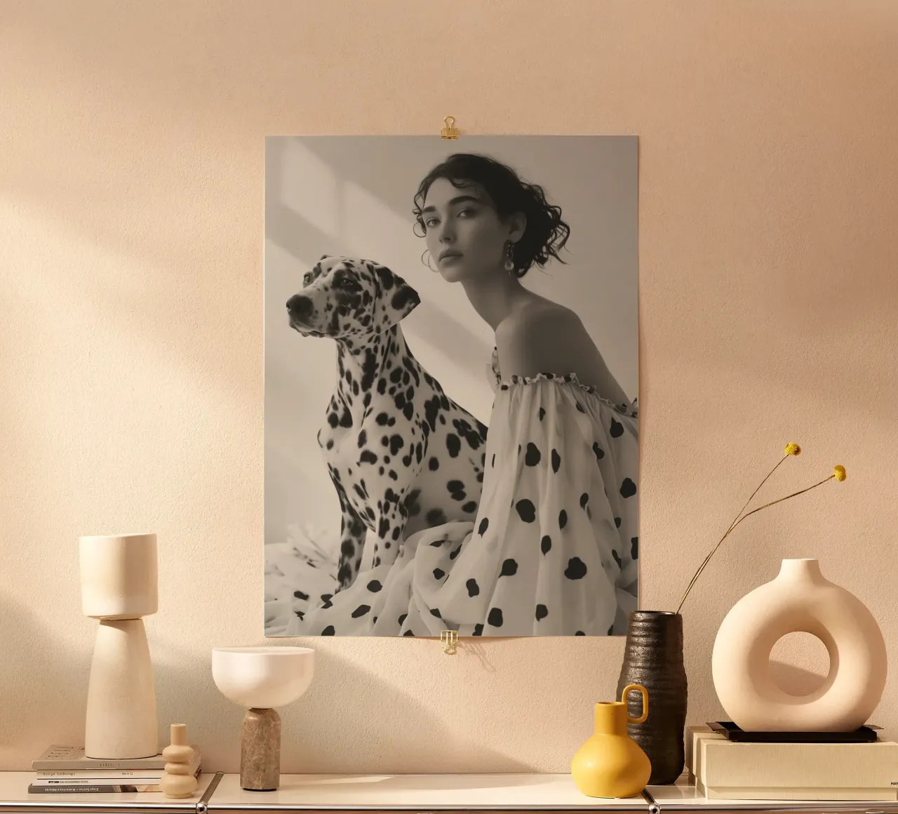 Dalmatian woman and dog | Dotted harmony hahnemühle by Autofocus