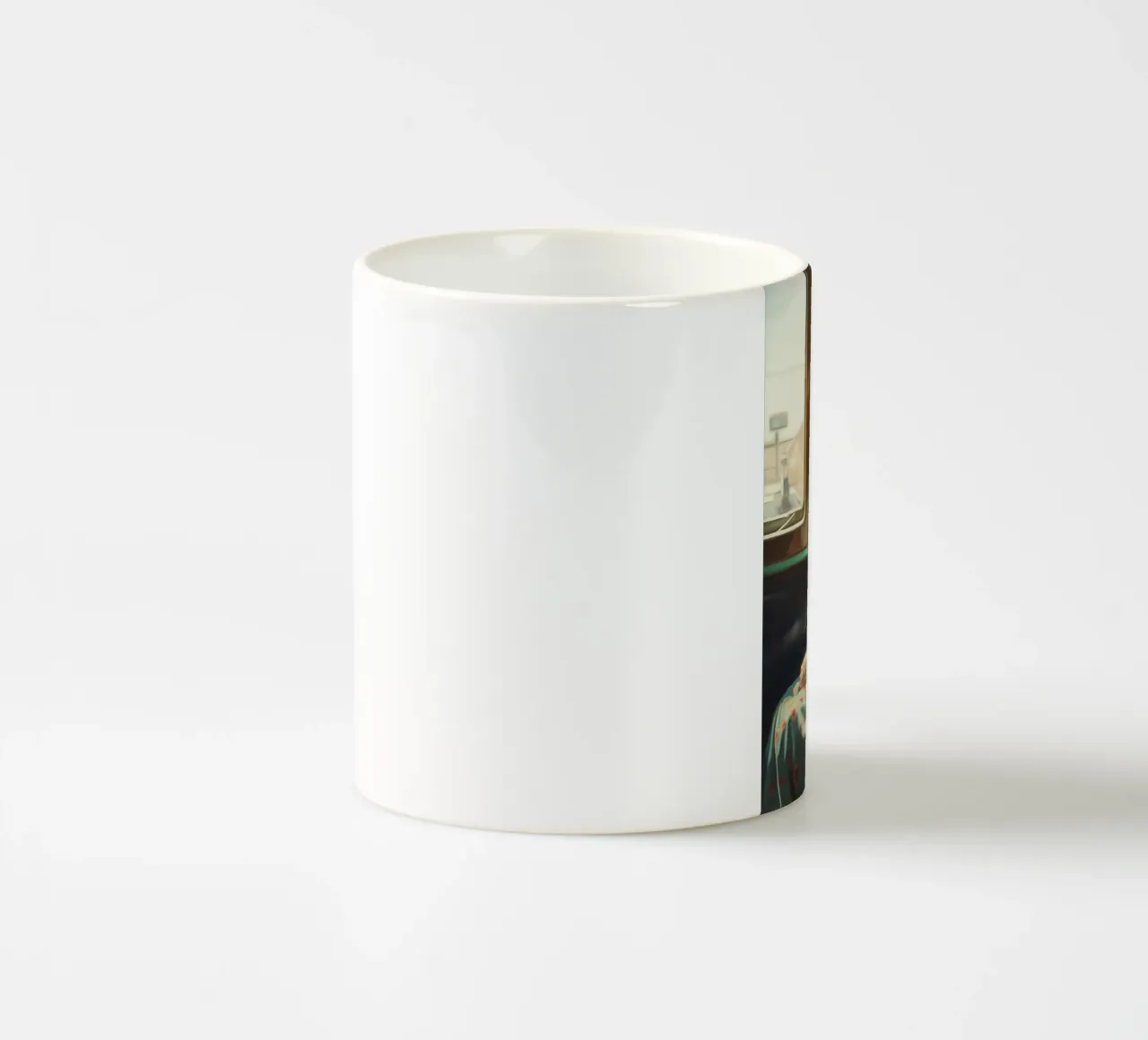 Donna nello scompartimento del treno tazza in ceramica da Carinaprint