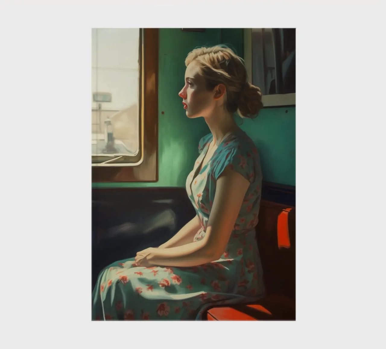Femme dans un compartiment de train carnet de notes de Carinaprint