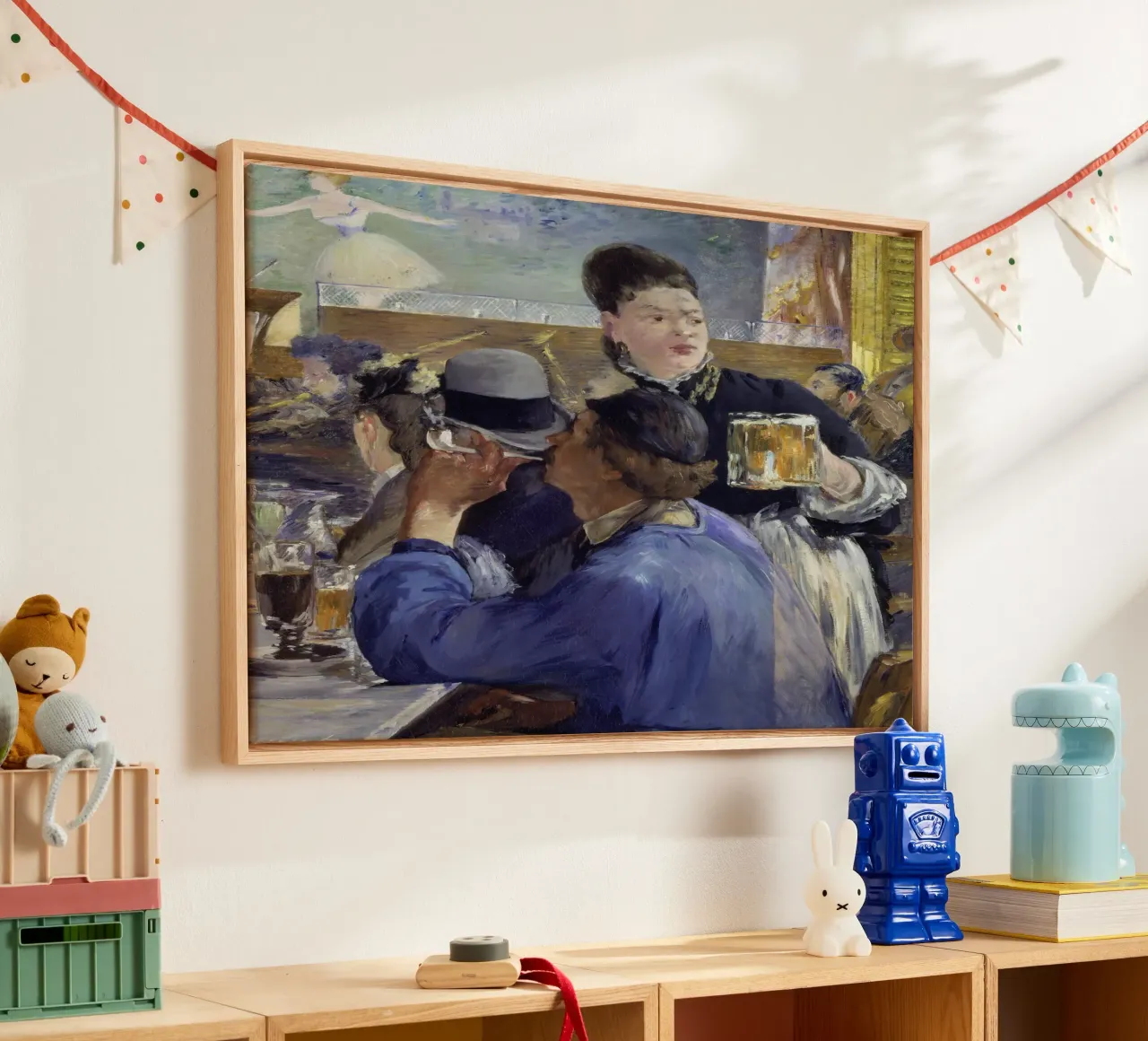 Édouard Manet - De serveerster canvas met Baklijst van ARTOTHEK