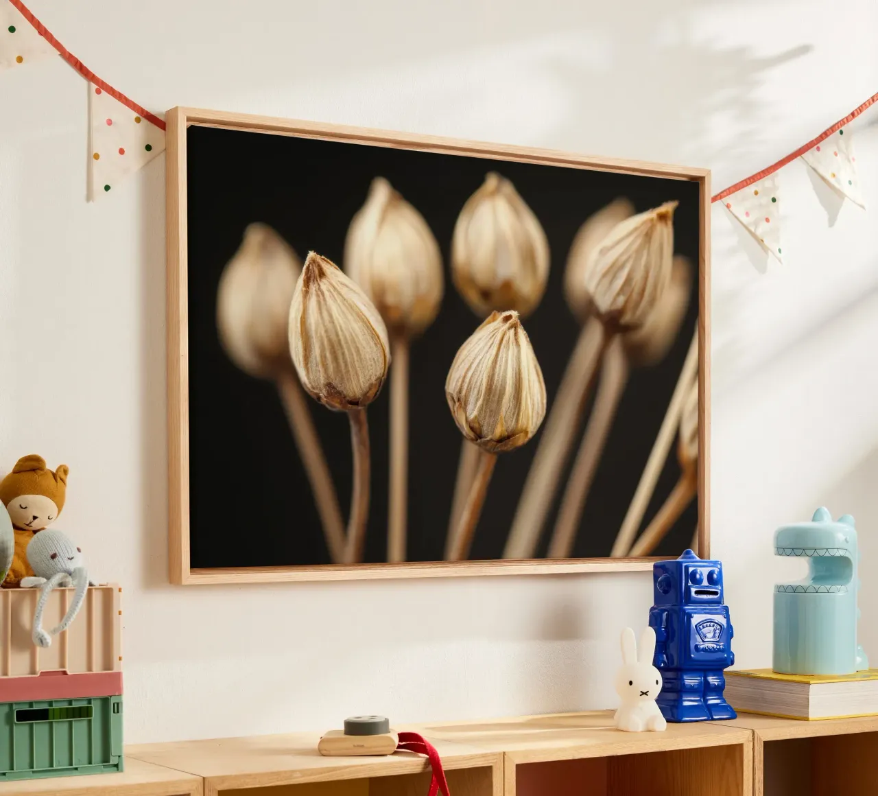 Fiori secchi tela con Cornice a cassetta da Imagine