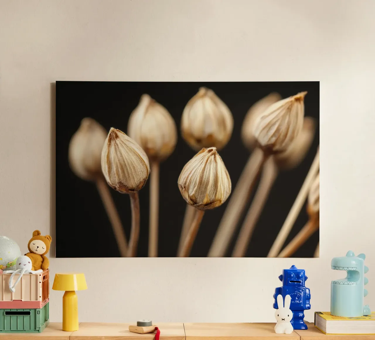 Fiori secchi tela con Cornice a cassetta da Imagine