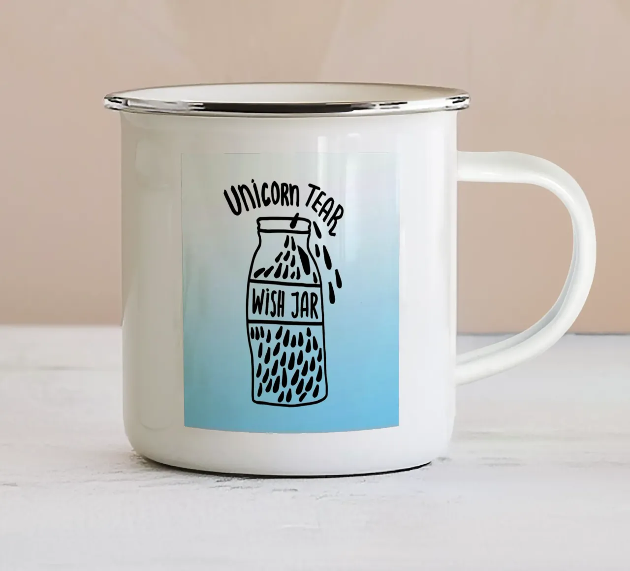 Unicorn Tear Wish taza de esmalte de Vasare Nar
