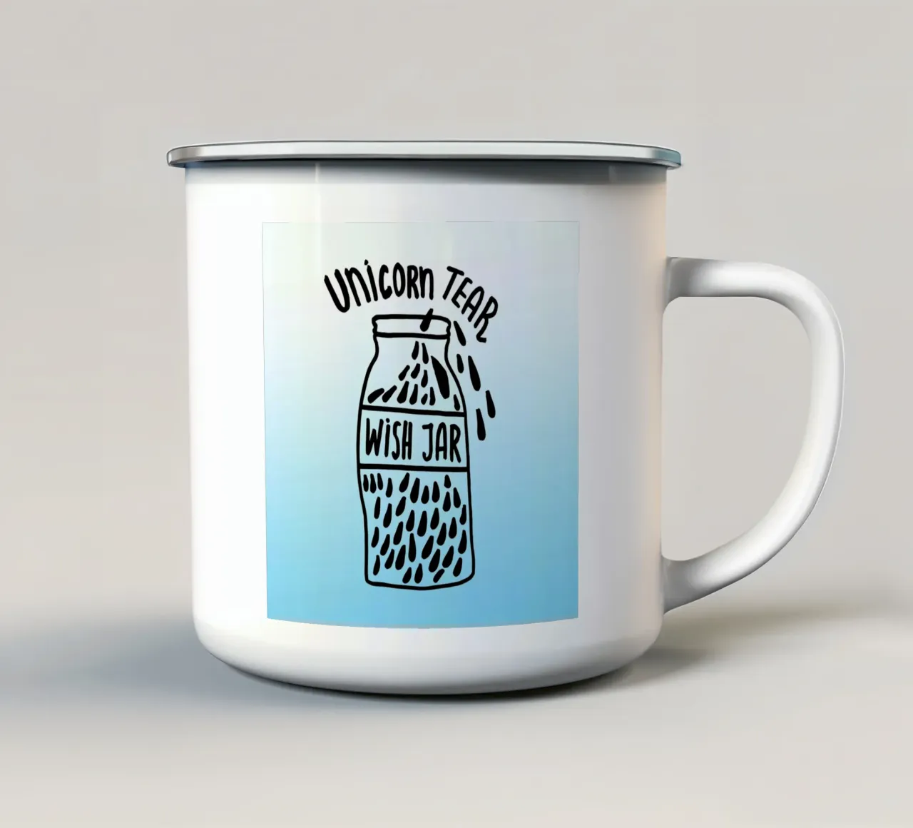 Unicorn Tear Wish taza de esmalte de Vasare Nar