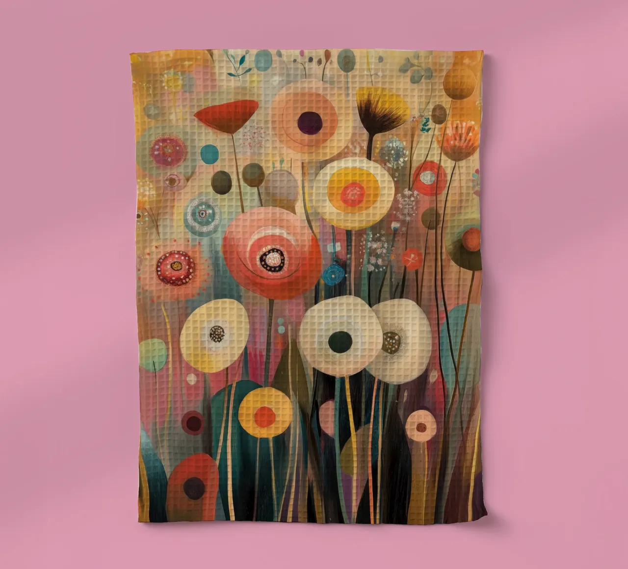 Abstract Flowers tea towel by Imagine