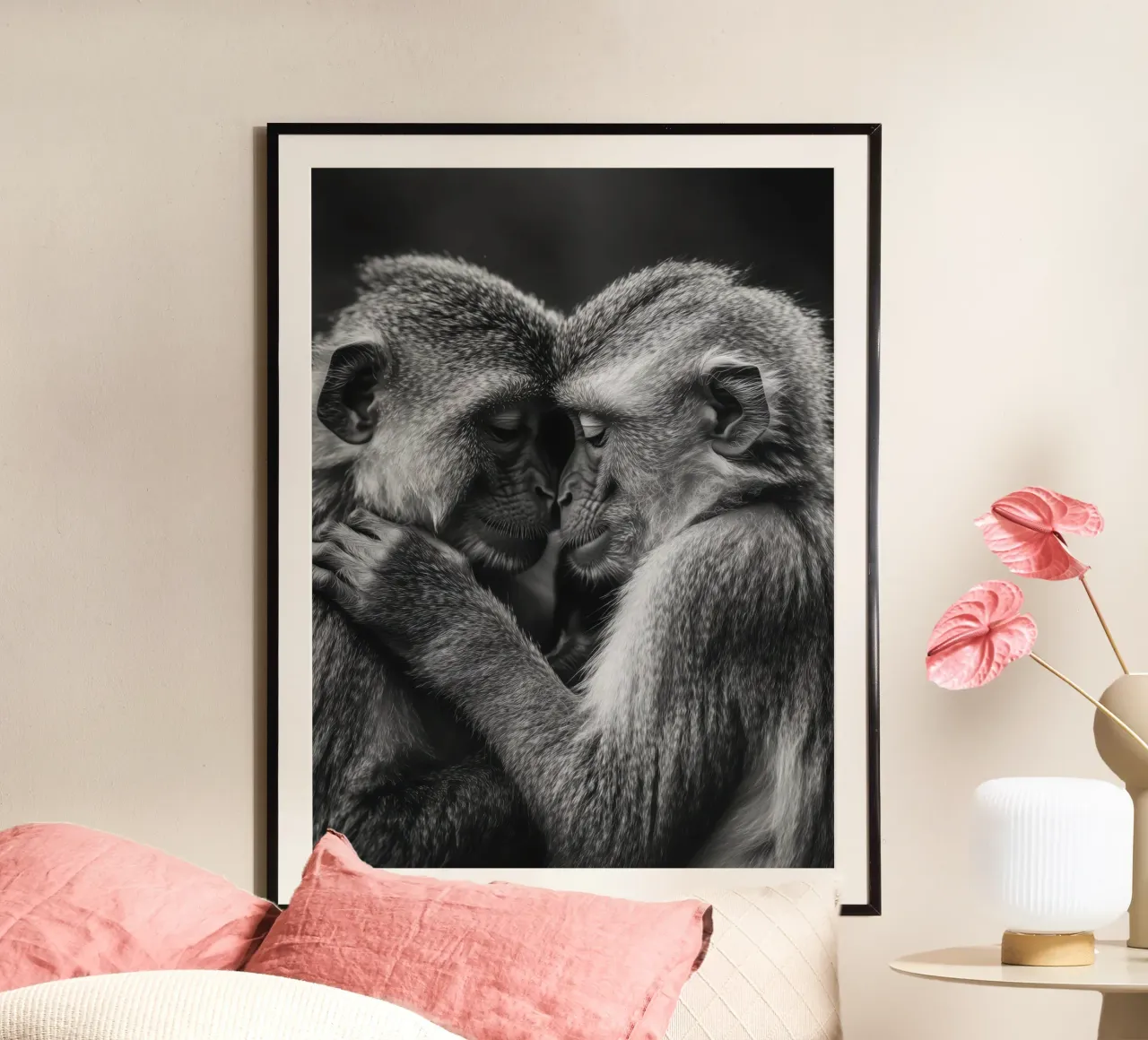 Amore di scimmia in bianco e nero carta hahnemühle da Autofocus