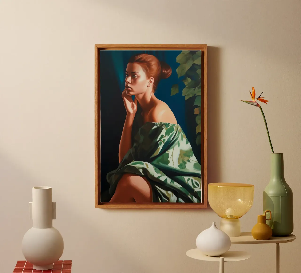 Eenzame vrouw in het zonlicht canvas met Baklijst van Carinaprint