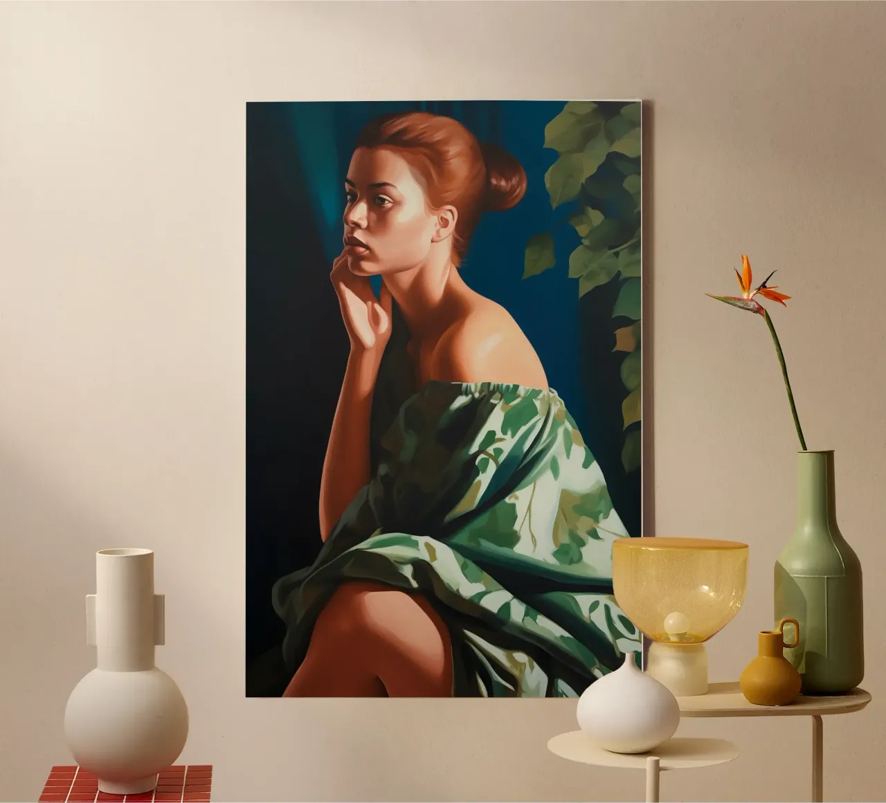 Eenzame vrouw in het zonlicht canvas met Baklijst van Carinaprint