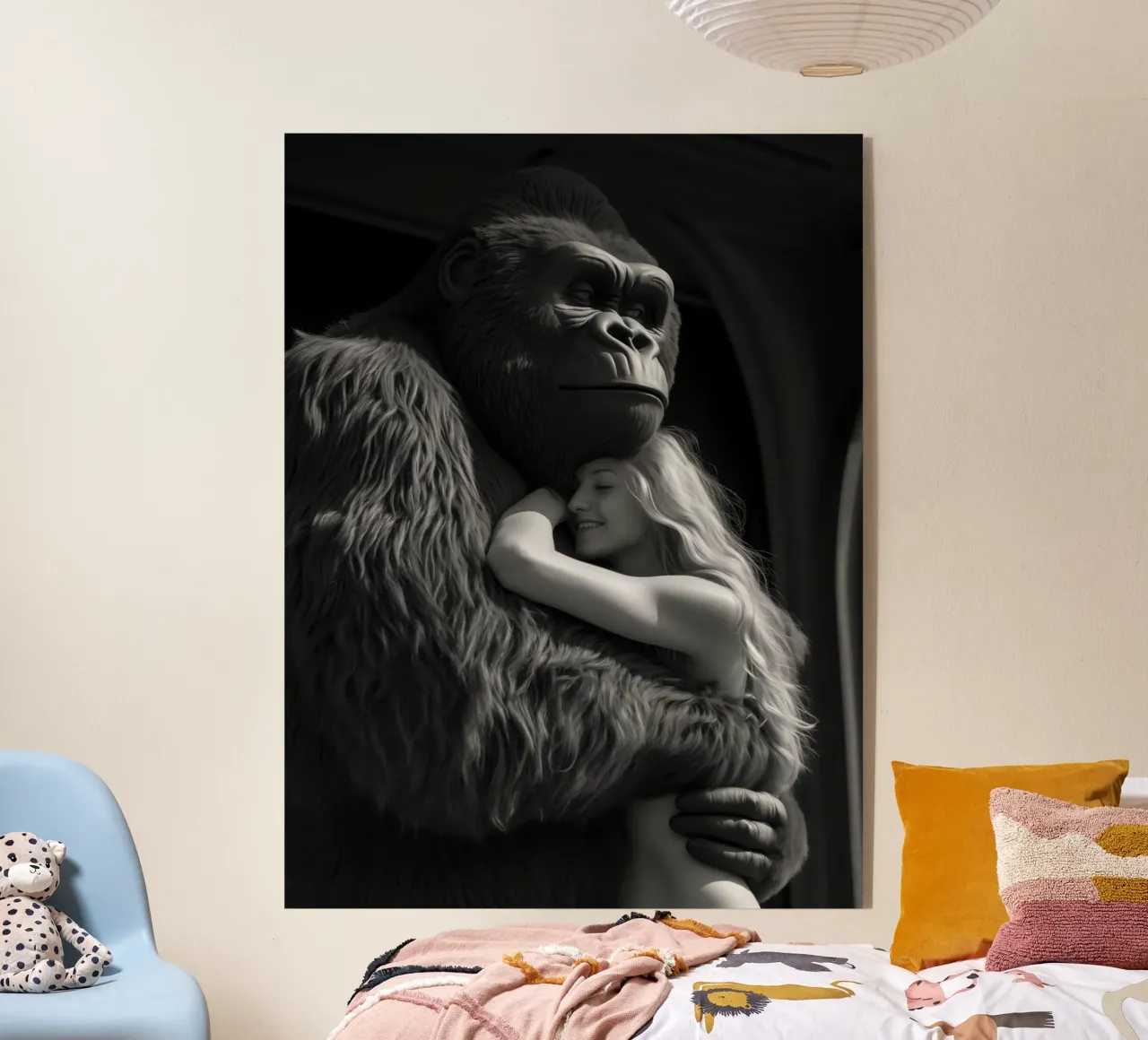 King Kong e Jane | Poesia surreale in bianco e nero plexiglass da Autofocus