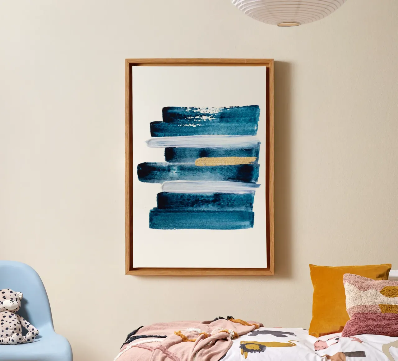 Alina Buffiere - Abstractober - Der goldene Strich tela con Cornice a cassetta da The Artcircle