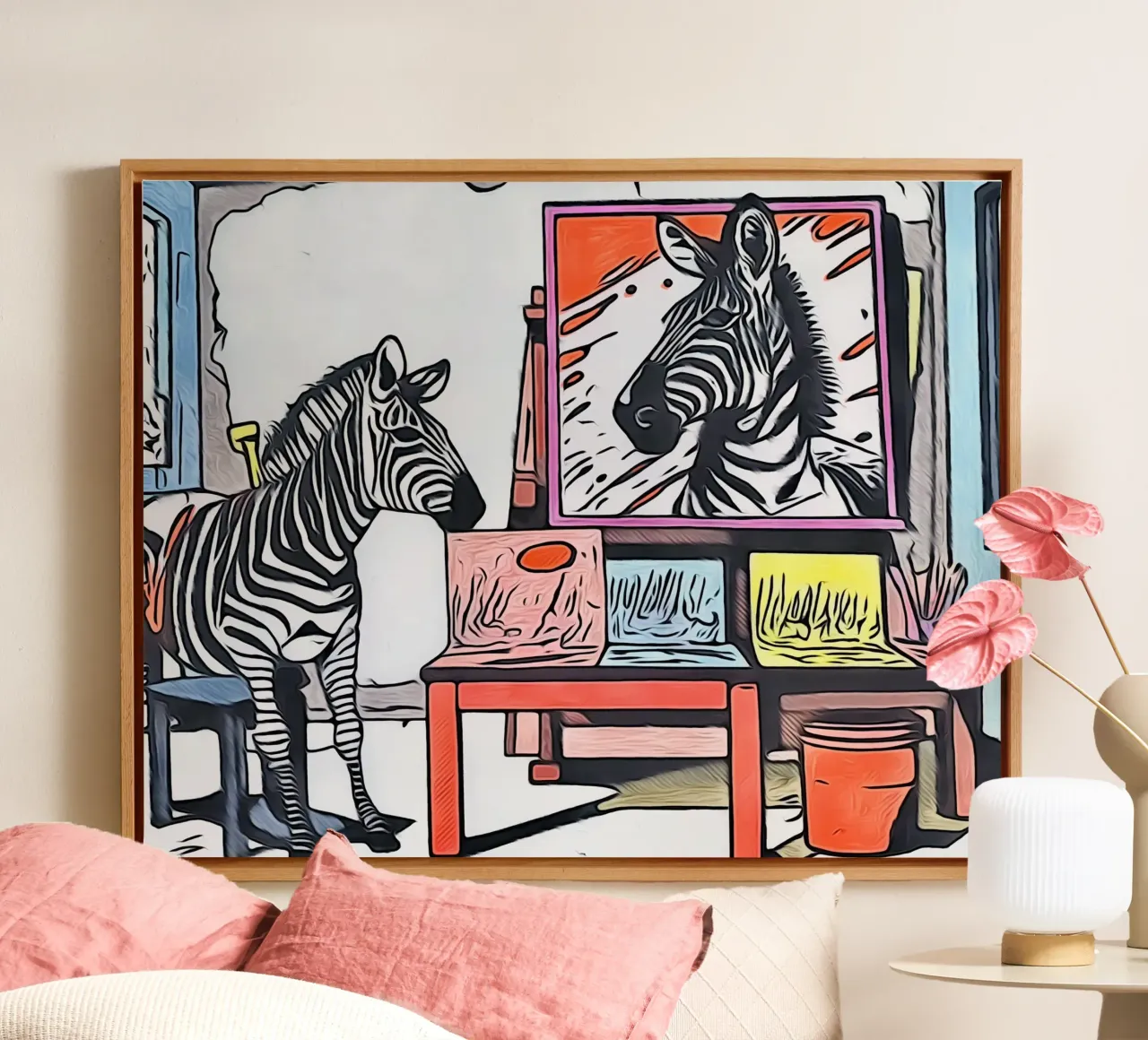 Pop Art Dieren #23 canvas met Baklijst van ZAMART - PopArt