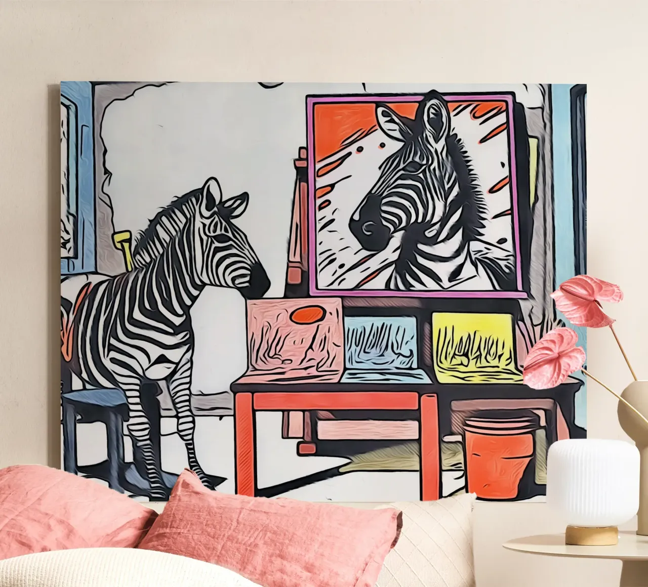 Pop Art Dieren #23 canvas met Baklijst van ZAMART - PopArt