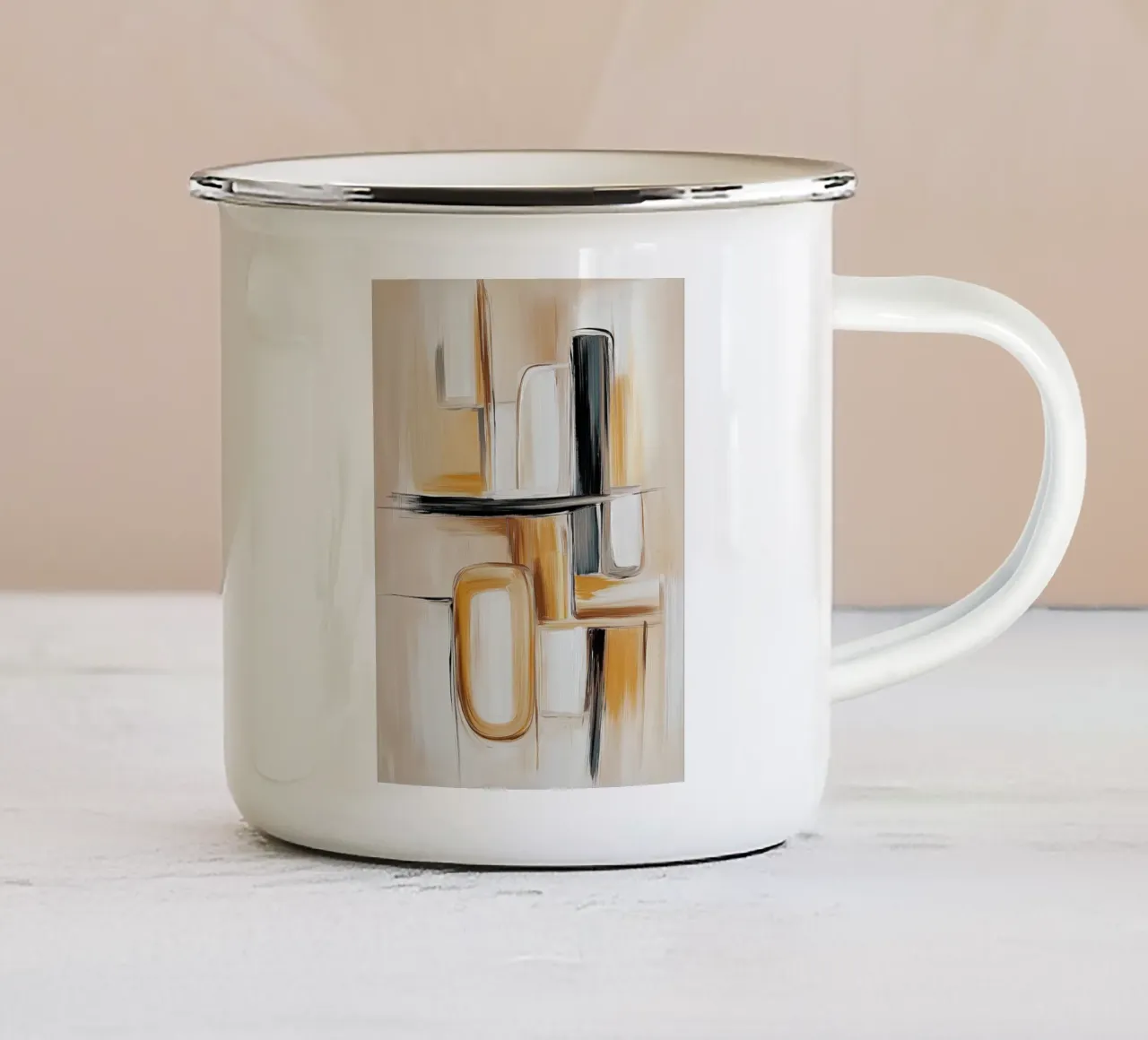 Forme astratte nei toni del marrone tazza in smalto da Imagine