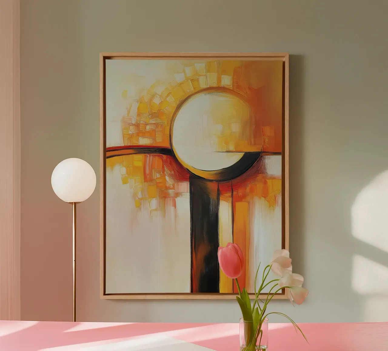 Forme astratte in colori arancioni tela con Cornice a cassetta da Imagine