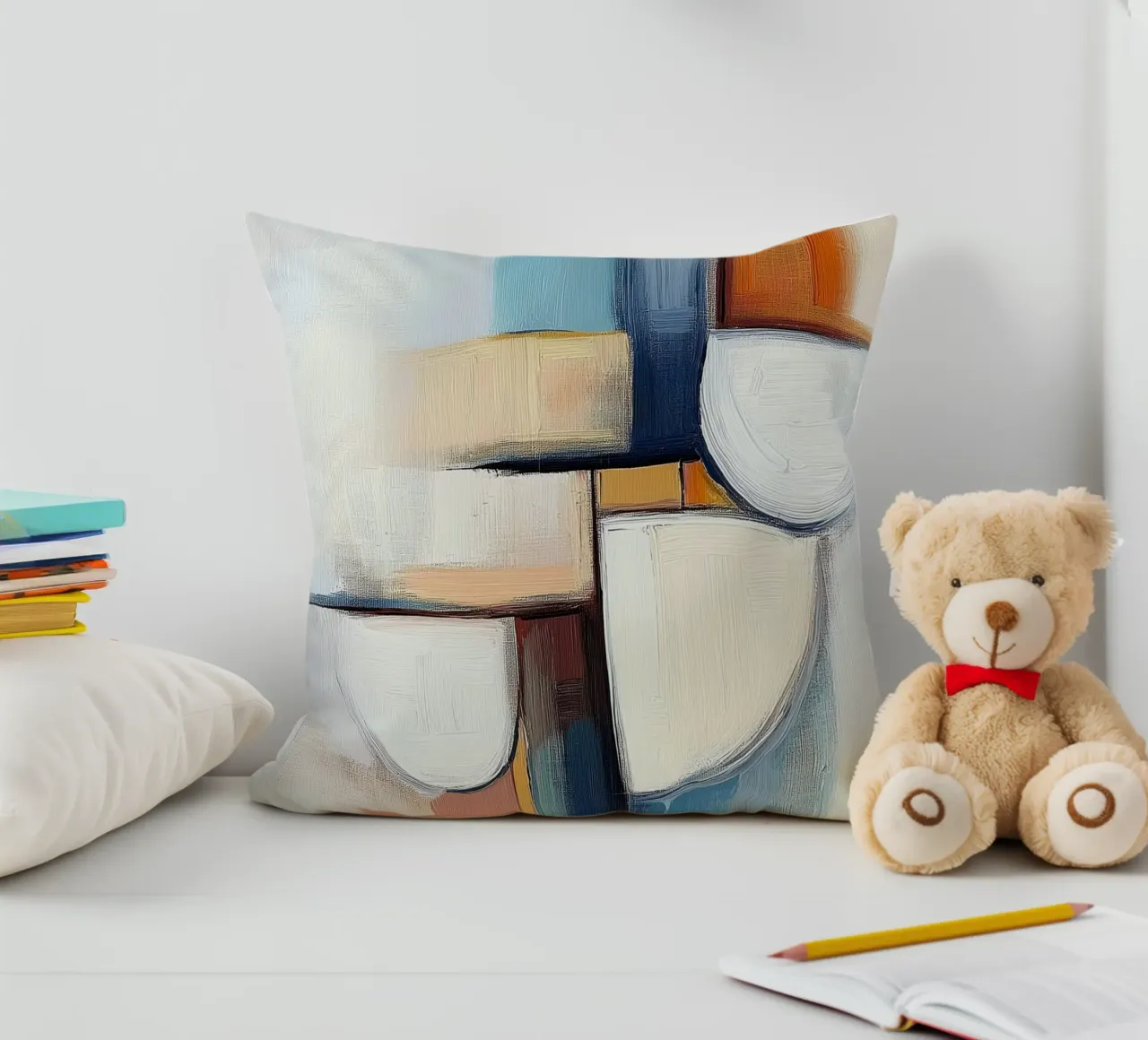Forme astratte con blu e arancione cuscino da Imagine